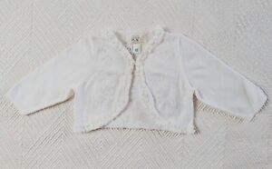 White Cardigan Sweater Baby Infant Kids 6-9 Months Ruffles