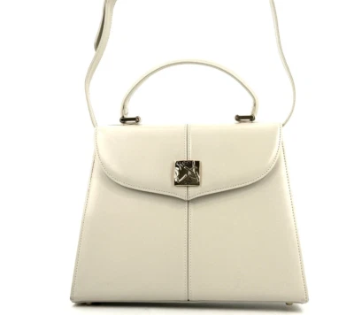 Bolsa tote Yves Saint Laurent ombro 2 vias couro branco vintage #574 - Imagem 1 de 4