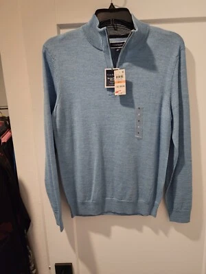Club Room Men's Quarter Zip Merino Wool Blend Sweater Blue Size Small - Image 1 of 3