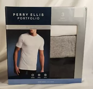Perry Ellis 3 Camisetas Cuello Redondo M Negro Blanco Gris Suave Algodón Elástico Sin Etiquetas - Imagen 1 de 5