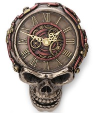 8" Steampunk Flat Skull Wall Clock Gothic Decor Santa Muerte Grim Reaper 