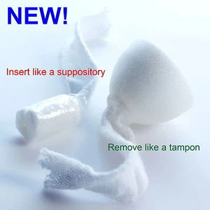 (3) Small Self-Expanding Memory Foam Rectal Plug Suppository Tampon Adult Diaper - Picture 1 of 4