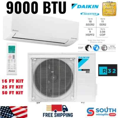 Daikin Entra Series 9,000 BTU 18 SEER2 0.75 Ton Ductless Mini Split Heat Pump AC - Image 1 of 4