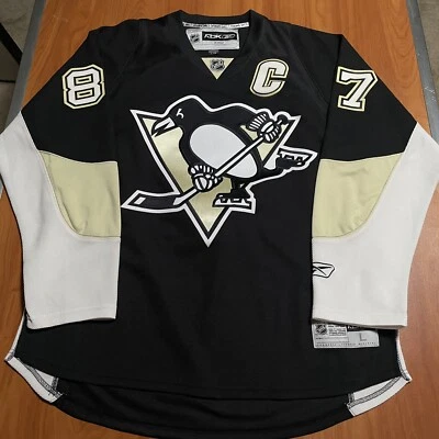 Camiseta de hóquei Reebok Sidney Crosby Pittsburgh Penguins NHL preta para casa adulta G - Imagem 1 de 4