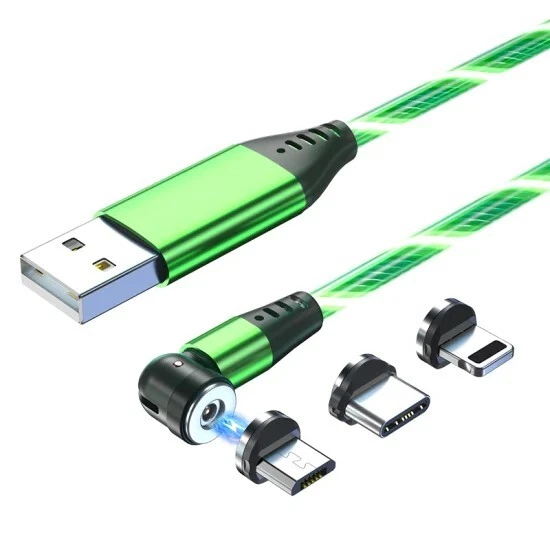 Cable Cargador Magnético Carga Rápida 3 en 1 Teléfono 3A Tipo-C Micro USB IOS Verde Foto 1 de 4