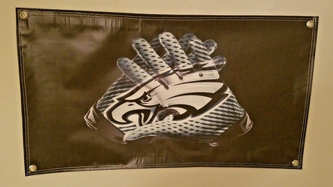 Philadelphia Eagles Logo Gloves Flag Vinyl Picture Banner 20"×36" NFL Man Cave Cover