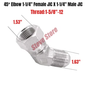 Hydraulic Fitting 1-1/4"(1-5/8"-12) Female JIC 45 Elbow Swivel X 1-1/4" Male JIC - Picture 1 of 2