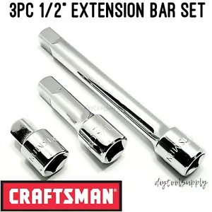 Craftsman 1/2" Drive Extension Bar Set 3pcs 1.5", 3", 6" lengths - Picture 1 of 3