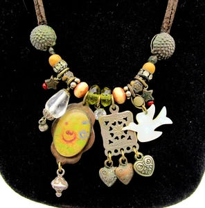 Reminiscence Paris Zoe Lilla Bauble Necklace Charms Hearts Bird Vintage Signed - Picture 1 of 9