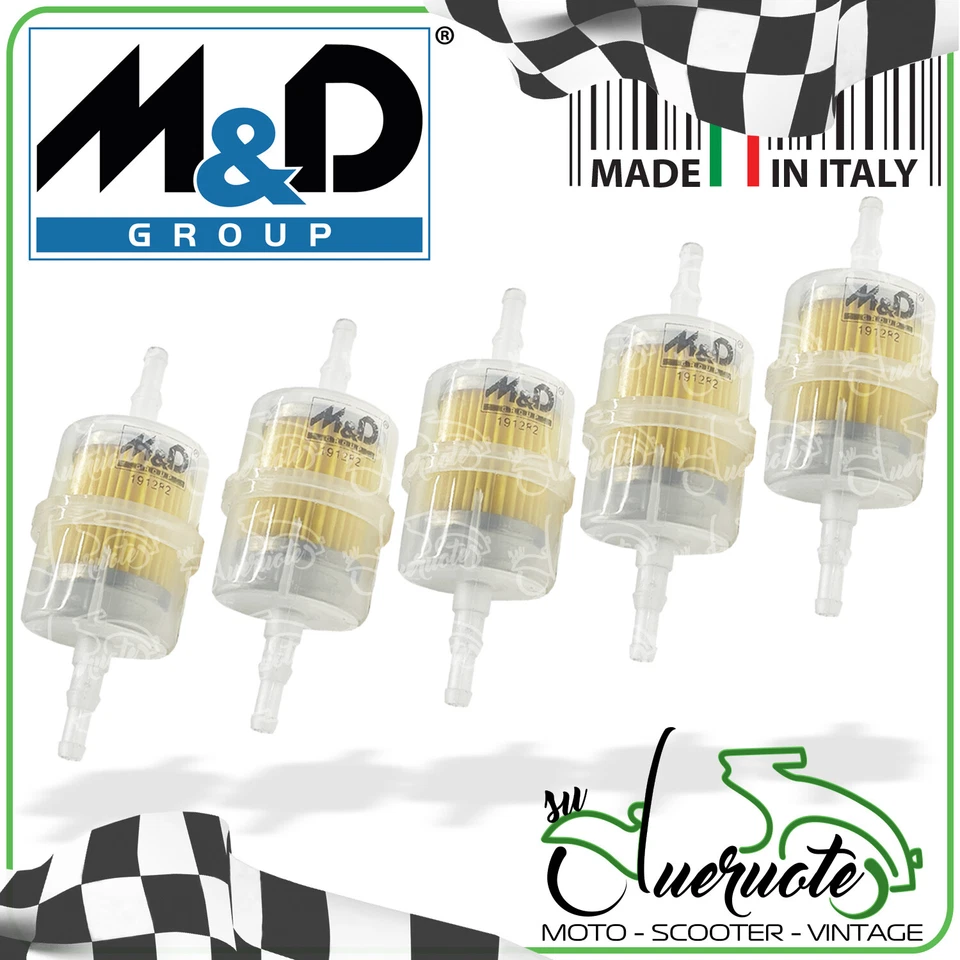 FILTRO BENZINA MOTO KIT 5 FILTRI CARBURANTE UNIVERSALE TUBO SCOOTER AUTO E BARCA - Immagine 1 di 2
