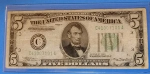 1934 $5 FRN,C-PHILADELPHIA *RARE* MULE NOTE B/P# 1463, GREEN SEAL, VF,CIRC.NICE - Picture 1 of 2