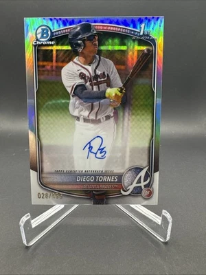 2025 Bowman Chrome Diego  Tornes Auto Refractor /499 1st Bowman #CPA-DT Braves - Image 1 of 2
