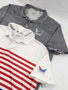 2) Two Puma Shirt Men's L Polo Volition America Performance Red, White & Blue - Picture 1 of 9