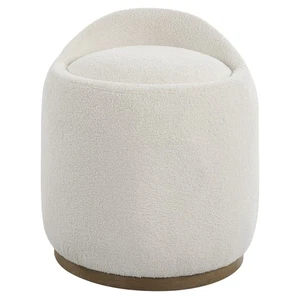 Uttermost 23186 Swirl 21"W Fabric Accent Stool - Natural Faux Sheepskin - Picture 1 of 9