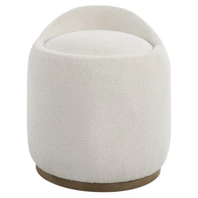 Uttermost 23186 Swirl 21"W Fabric Accent Stool - Natural Faux Sheepskin - Image 1 of 4