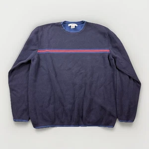 Geoffrey Beene Y2K Navy Stripe Crewneck Cotton Sweater Men’s Medium - Picture 1 of 10