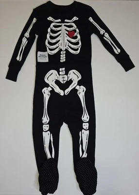 Old Navy Baby Bodysuit 18-24 Mon Halloween Skeleton Sleeper Kids Black White NWT - Image 1 of 4