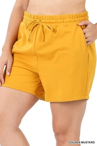 Plus French Terry Drawstring Waist Shorts - Picture 1 of 9