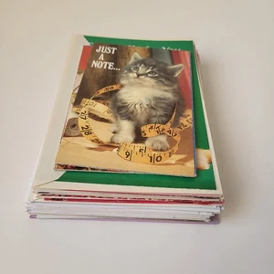 Mixed New & Vintage Cat Dog Greeting Cards Lot of 37 Misc Occasions All Unused - Picture 1 of 10
