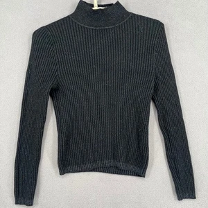 Gorman Top Womens 16 Black Ribbed Glitter Long Sleeve High Neck Knit Stretch - Picture 1 of 15