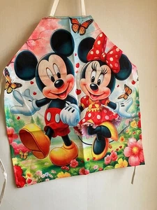 BNIP New Disney Apron - Mickey & Minnie Mouse - W55cm L65cm - Woven Linen - Picture 1 of 7