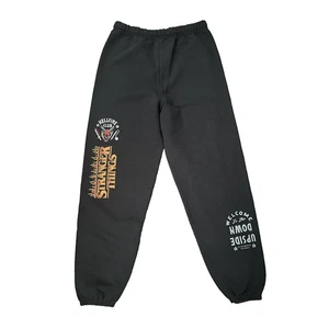 Stranger Things Sweatpants Men's Sz XL Hellfire Club Upside Down Joggers Black - Picture 1 of 7