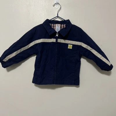 Abrigo de Colección Gymboree Forrado de Algodón Niños 18-24 Meses Azul Tostado Cremallera Cuello Brújula Foto 1 de 4