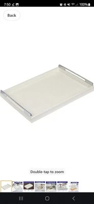 18 x 14 英寸大餐盘，豪华人造鲨鱼皮脚凳托盘，带 — 第 1/4 张图片