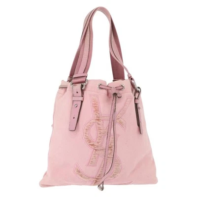 Bolso de Mano SAINT LAURENT Lona Rosa Plata 123435 Auténtico ka221 Foto 1 de 4