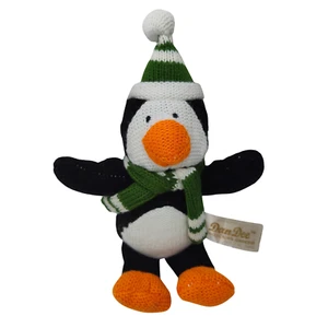 Dan Dee Plush Dog Toy Penguin Hat and Scarf Knit Stuffed Animal Squeaker Small - Picture 1 of 12
