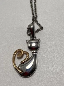 Connections from Hallmark Stainless Steel Cat Pendant Necklace B10A - Picture 1 of 8