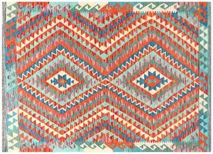Afghan Maimana Kelim Teppich 120x180 Handgewebt Bunt Geometrisch Handarbeit h - Picture 1 of 5