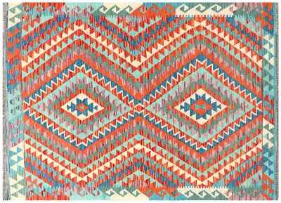 Afghan Maimana Kelim Teppich 120x180 Handgewebt Bunt Geometrisch Handarbeit h - Bild 1 von 4
