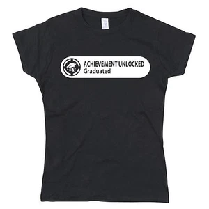 Xbox Achievement Graduated Graduation University School College Ladies T-Shirt - Picture 1 of 6