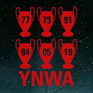 Liverpool 6 Times European Champions League Winners 2019 Vinyl Sticker Decal - Picture 1 of 6
