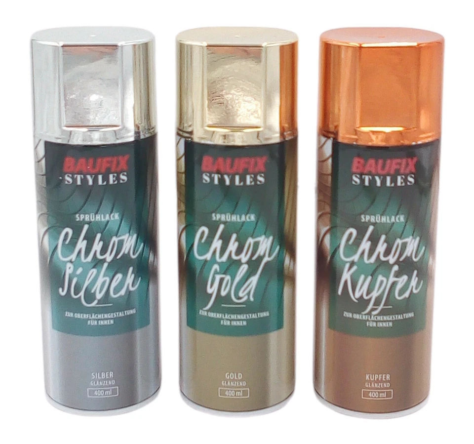 Baufix Chrome Paint Effect Spray 400ml Aerosol Patent Can New - Image 1 of 1