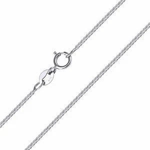 14K Solid White Gold Wheat Necklace Chain 0.8mm 16-22" - Foxtail Link Women Men - Picture 1 of 2