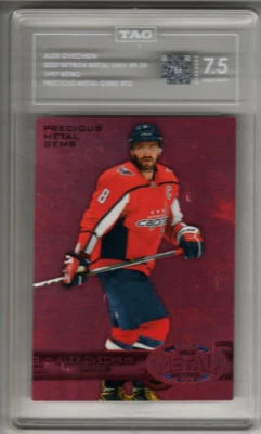 ALEX OVECHKIN 2020-21 Metal Universe RETRO '97 Precious Red Gem  #/100 TAG 7.5 - Image 1 of 2