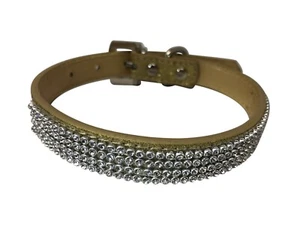 Hundehalsband, Strass Gold Glitzer Bling, verstellbar Glitzer, XS S M L - Bild 1 von 4