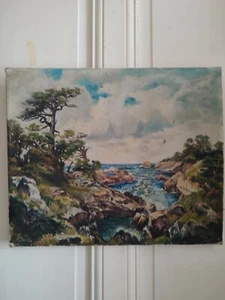R COMMEAU (20. Jh.) "Meereslandschaft" Öl auf Leinwand zum restaurieren - Bild 1 von 12