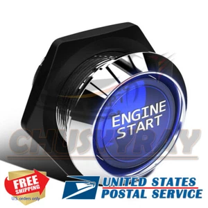Universal 12V Car Blue Illuminated Engine Start Switch Push Button Race Starter - Picture 1 of 5