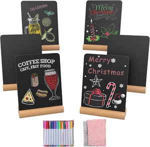 Mini Chalkboard Signs, 6 Pack 5 X 7 Inch Tabletop Chalk Board Sign Board with St - Picture 1 of 7