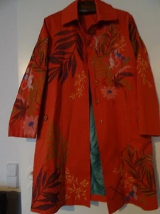 Ivko Mantel, orange rost mit Stickerei, lang, geknöpft, Gr. 42 gefüttert Stretch - Bild 1 von 6