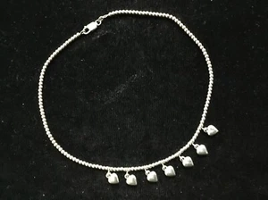 Vintage Sterlingsilber aufgeblähtes Herz Hänger Halskette 7 Herzen 16" - Bild 1 von 9