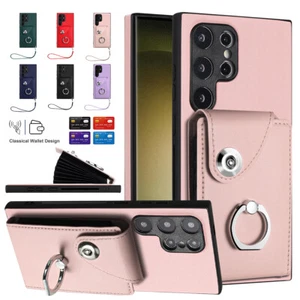 Para Samsung A15 A14 A54 A13 A33 A53 Tarjeta Billetera Cuero Anillo Estuche Soporte + Correa - Imagen 1 de 55