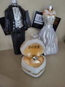 3 Robert Stanley Weihnachtsschmuck HOCHZEIT Brautkleid & Bräutigam Anzug & RING 2022 - Bild 1 von 8