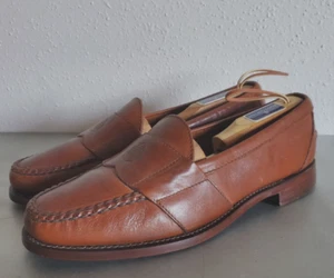 POLO RALPH LAUREN MENS CRESTED SLIP-ON BROWN LEATHER SHOES/LOAFER:11D - Picture 1 of 12