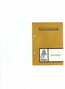 Saba Bedienungsanleitung user manual für HiFi Studio II mit Schaltplan Copy - Picture 1 of 1