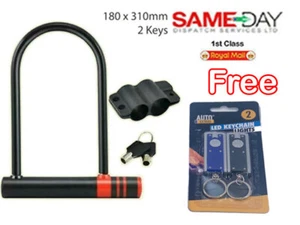 Heavy Duty D Lock Bike Motorbike U Lock Scooter Bicycle Security 2 KEYS - Picture 1 of 6
