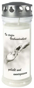 7 Tage Dauerbrenner Grabkerze - Gedenkkerze Motiv "Hände" JEKA Motivkerze - Bild 1 von 2